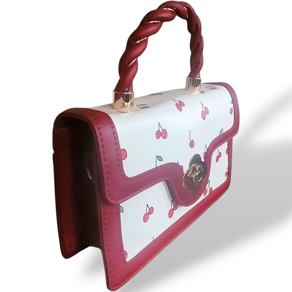 Cherry Print Red Handbag - Picture 7 of 13